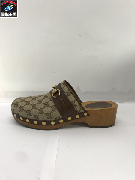 GUCCI 靴 GGスプリーム ホースビット ミュール 茶（7 1/2）