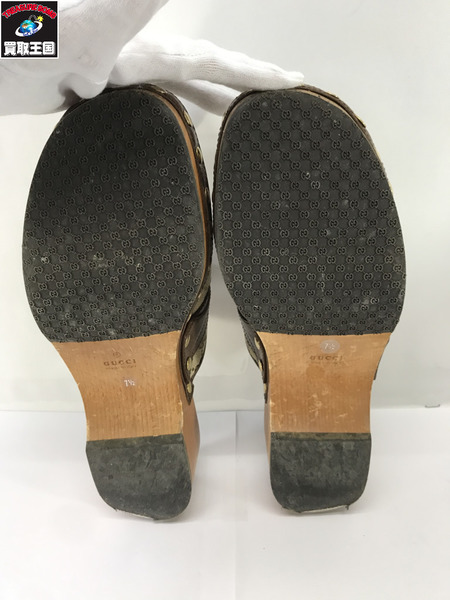 GUCCI 靴 GGスプリーム ホースビット ミュール 茶（7 1/2）