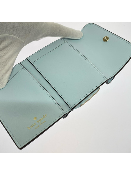 kate spade new york コンパクトウォレット レナ スモール Lジップ トリフォールド 水色