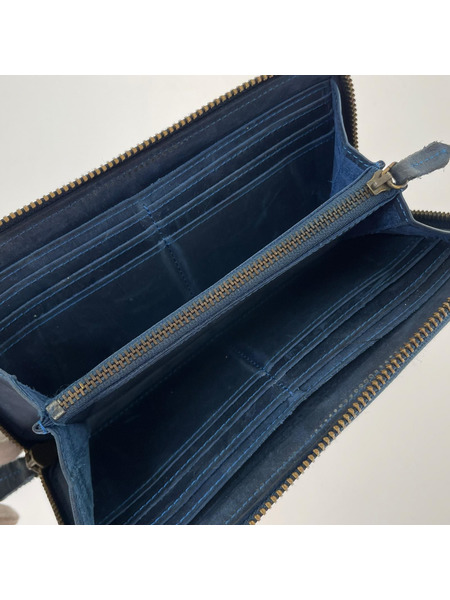 長財布 COCOMEISTER ラウンドファスナー レザー 青