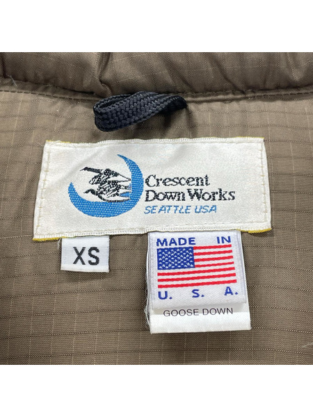 Crescent Down Works ダウンジャケット レザー切替 ダウンジャケト 茶(XS)