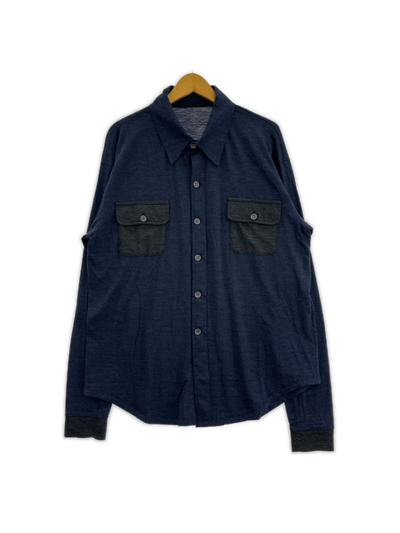 Dhal 長袖シャツ Super120's TOP Wool Jersey Flap Shirt (2)[値下]