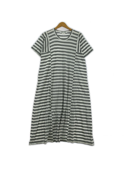 BLACK COMME des GARCONS 半袖ワンピース ボーダー グレー (L)