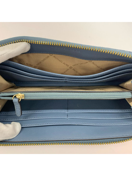 MICHAEL KORS 長財布 モノグラム 青 ラウンドジップ