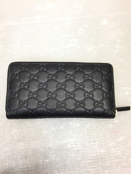 GUCCI グッチ 長財布 グッチシマ リボン レザー ブラック 388679