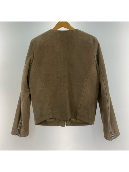 レザージャケット JANIS&Co スウェード ノーカラー ジャケット ベージュ M