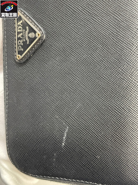 長財布 PRADA サフィアーノ ラウンドジップウォレット BLK