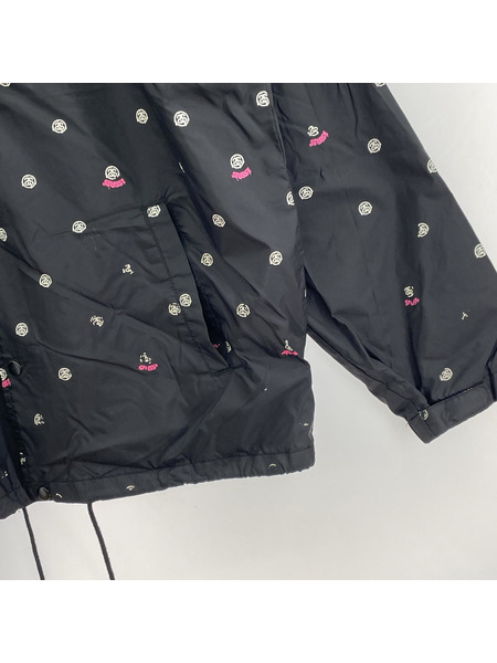 STUSSY 総ロゴ コーチジャケット (L) 黒