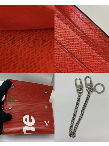 LV×Supreme チェーンウォレット RED M67755 開封品 ルイ ヴィトン LOUIS VUITTON シュプリーム エピ 財布 コンパクトウォレット [値下]