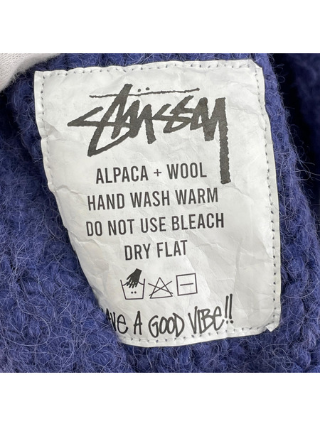 STUSSY パーカー（ジップアップ） Chunky Sweater Zip Hood 紫 M