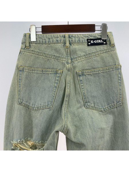 X-girl デニム・ジーンズ X-GIRL DISTRESSED DENIM PANTS (S)