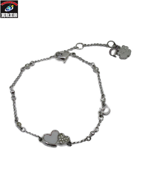 Christian Dior ディオール ラインストーン ハートチャーム ブレスレット