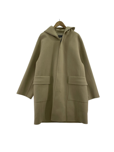 GALERIE VIE 20AW ライトメルトン カシミヤ混フーデットコート 46 ベージュ