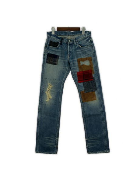 TMT デニム・ジーンズ パッチワーク インディゴ (M)