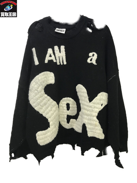 SAINT MICHAEL ニット・セーター 24AW SP_CREW KNT/I AM A/BLACK (M)