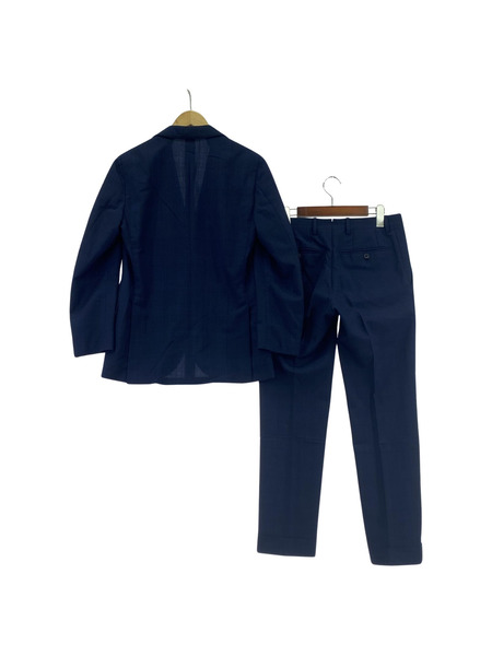 LARDINI ウール チェック  セットアップ スーツ 44 ネイビー