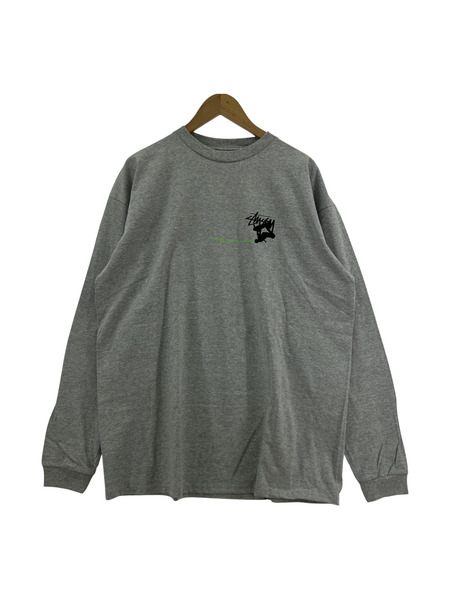 STUSSY　SK8MAN ロングスリーブT　グレー　XL[値下]