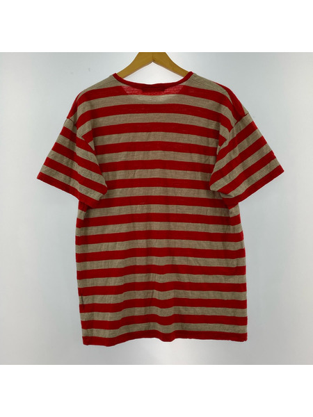 UNDERCOVER 半袖Tシャツ・カットソー 90s 初期 黒タグ ウールボーダー レッドベージュ