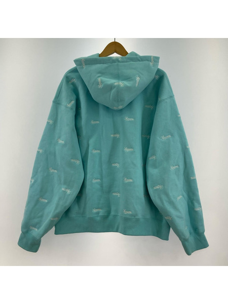 Supreme 25AW Repeat Script Zip Up Hooded ジップフーディ L ブルー