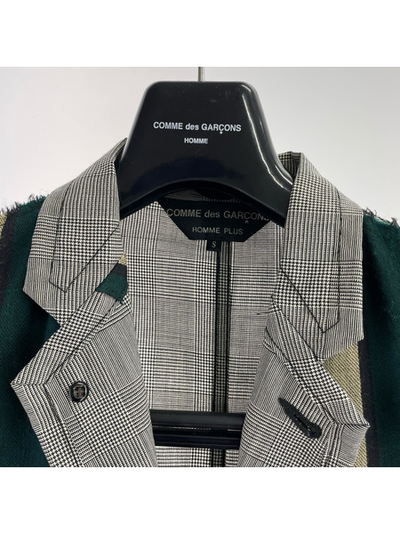 COMME des GARCONS HOMME PLUS 10SS ランダムコラージュ期 ｸﾞﾚﾝﾁｪｯｸ ﾊﾟｯﾁﾜｰｸ ﾃｰﾗｰﾄﾞｼﾞｬｹｯﾄ