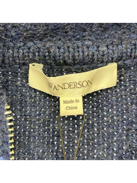 J.W.Anderson ANCHOR EMBROIDERY ZIPPED HOODIE L ネイビー KW1429