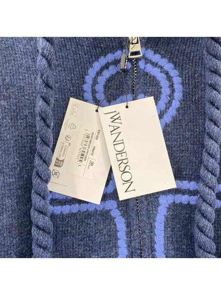 J.W.Anderson ANCHOR EMBROIDERY ZIPPED HOODIE L ネイビー KW1429