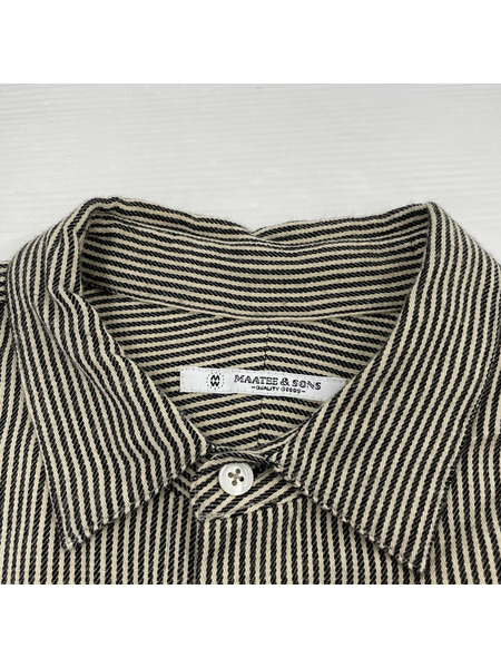 MAATEE＆SONS 半袖シャツ ヒッコリーストライプシャツ BEG 3
