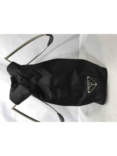 ハンドバッグ テスートナイロン プレートなし 無地 黒