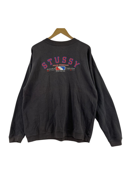 STUSSY 90s DURABLE TIMELESS プリントスウェット グレー (M)