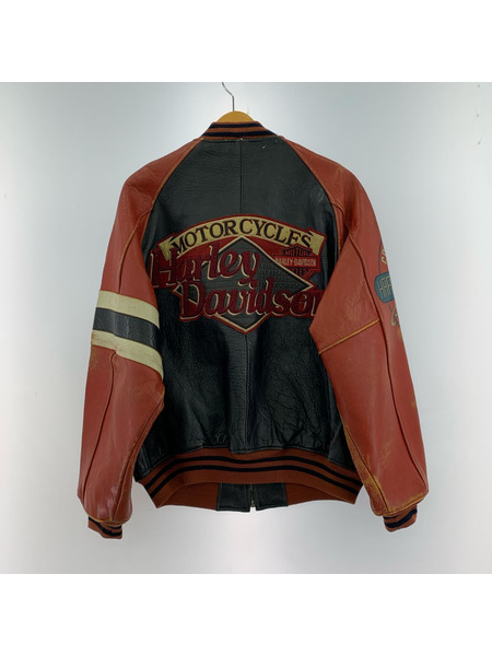 Harley-Davidson レザージャケット レザースタジャン/赤黒/L
