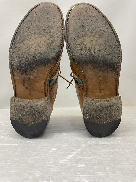 Tricker's ウィングチップチェックレザーシューズ ブラウン