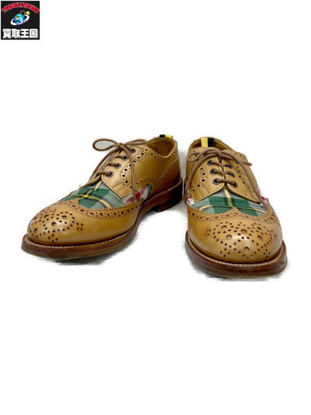 Tricker's ウィングチップチェックレザーシューズ ブラウン｜商品番号
