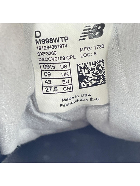 NEW BALANCE スニーカー M998WTP/WHT×NVY/27.5cm