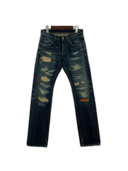 TMT デニム・ジーンズ 16SS クラッシュ リペア加工 インディゴ (S)