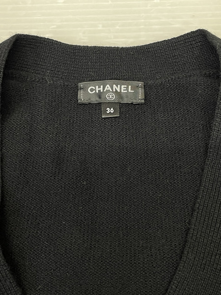 CHANEL フラワーココマーク　 シルク混カシミヤカーディガン 36 黒 P70945K10157