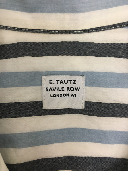 E.TAUTZ L/Sストライプシャツ (S) GK-19270-A ホワイト×グレー×ブルー[値下]