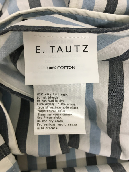 E.TAUTZ L/Sストライプシャツ (S) GK-19270-A ホワイト×グレー×ブルー[値下]