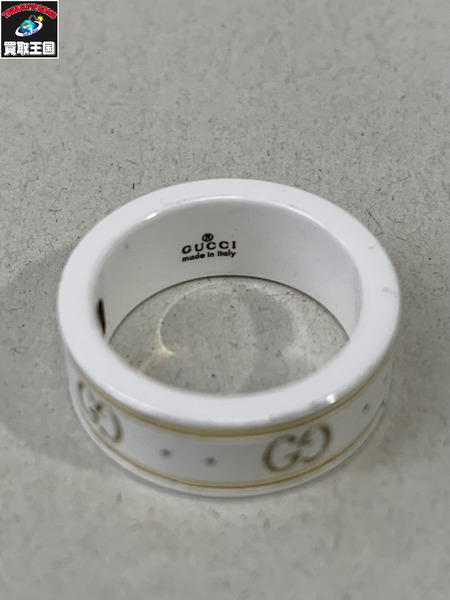 アクセサリー GUCCI セラミック アイコン Au750 リング 白 8号