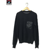 PRADA  トライアングルロゴ ポケット ニット カシミヤ混 黒 52[値下]