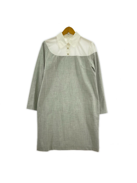 Diagram 長袖ワンピース シャツワンピ/GRY