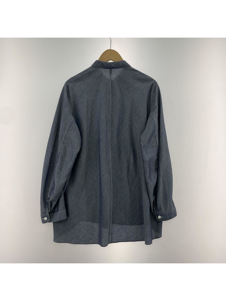 . 長袖シャツ FIRMUM スターチコットンストライプローン スタンドカラーシャツ[値下]