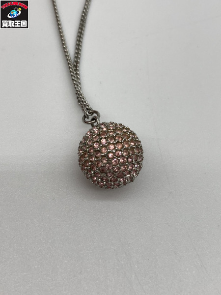 Dior ディオール ボール ピンク ロゴラインストーンネックレス