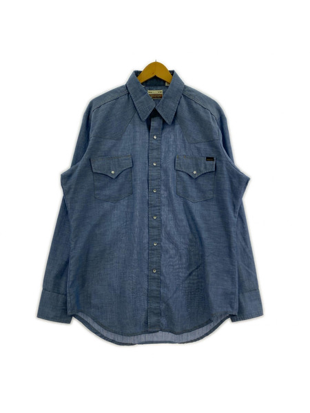 OLD・VINTAGE 長袖シャツ 70s Sears ウエスタンシャツ ブルー(L)