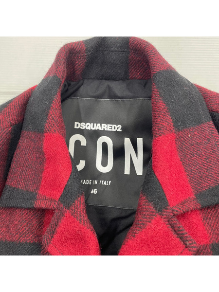 DSQUARED2 ジャケット チェック柄 ウールジャケット レッド 46