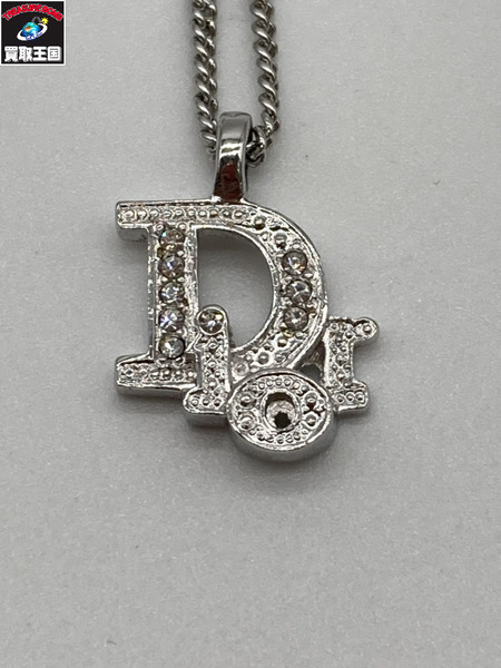 Dior ディオール ロゴラインストーン ネックレス シルバーｊカラー