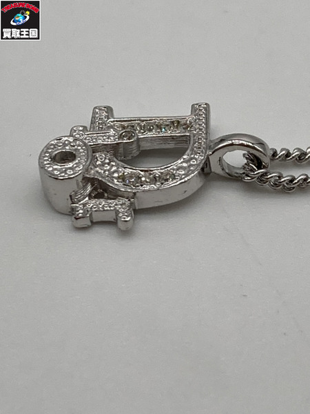 Dior ディオール ロゴラインストーン ネックレス シルバーｊカラー