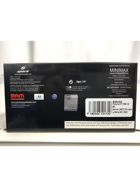 1/43スケールカー スパーク　1/43 ポルシェ　911  RSR-19