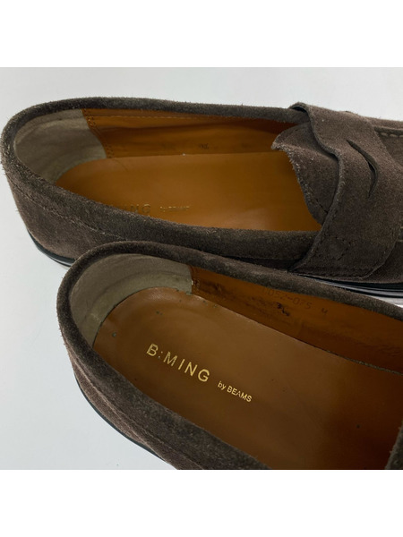B:MING LIFE STORE by BEAMS シューズ スエード ペニー ローファー 茶 (M)