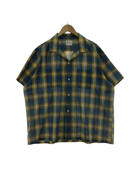 OLD・VINTAGE 半袖シャツ 60s~70s TOWNCRAFT 開襟 チェック (XL)