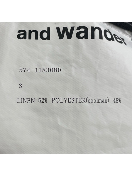 and wander 長袖シャツ リネン混 黒 3